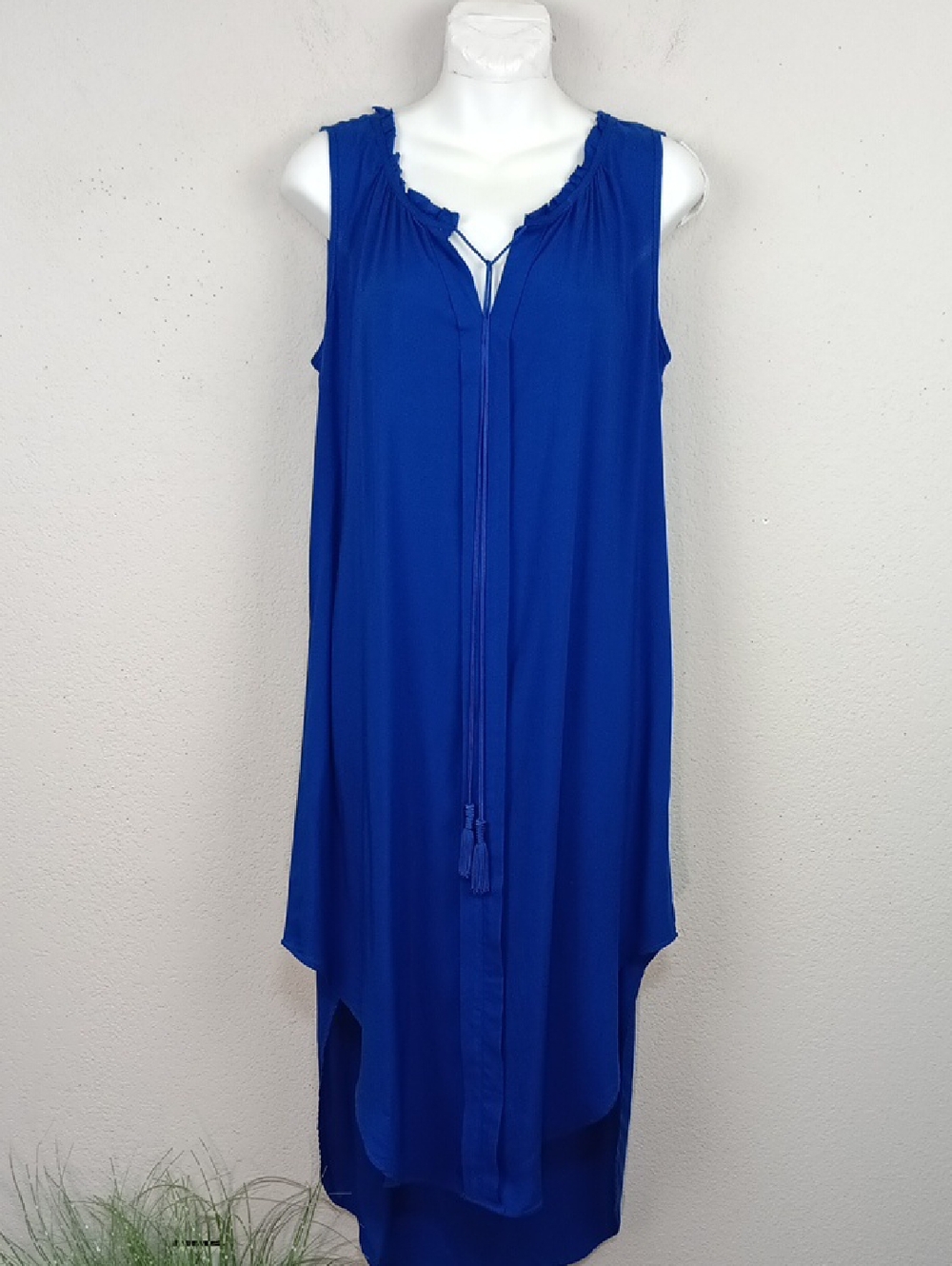 Cupio Women's Royal Blue Sleeveless Midi Dress with Tassel Detail sz M Bohemian